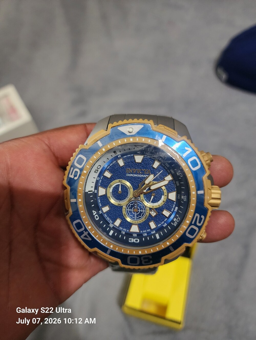 Invicta Ti 22 Titanium Blue and Gold Sport Chronograph Watch 65mm - Picture 2 of 4